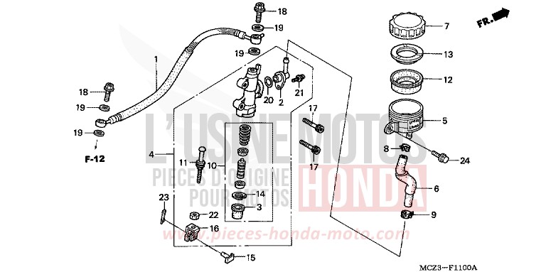 RR. BRAKE MASTER CYLINDER for Hornet 900 DEGITAL SILVER METALLIC (NHA30) from 2004